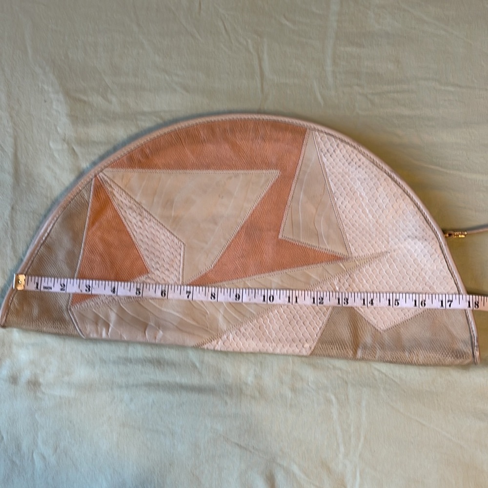 VTG, Oversized Leather and Snakeskin, Half Moon Clutch - Picture 4 of 11